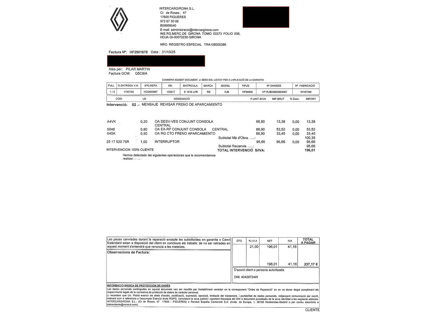 Foto del mantenimiento del Renault Captur Renault Captur Zen E-TECH Híbrido enchufable (160 CV)