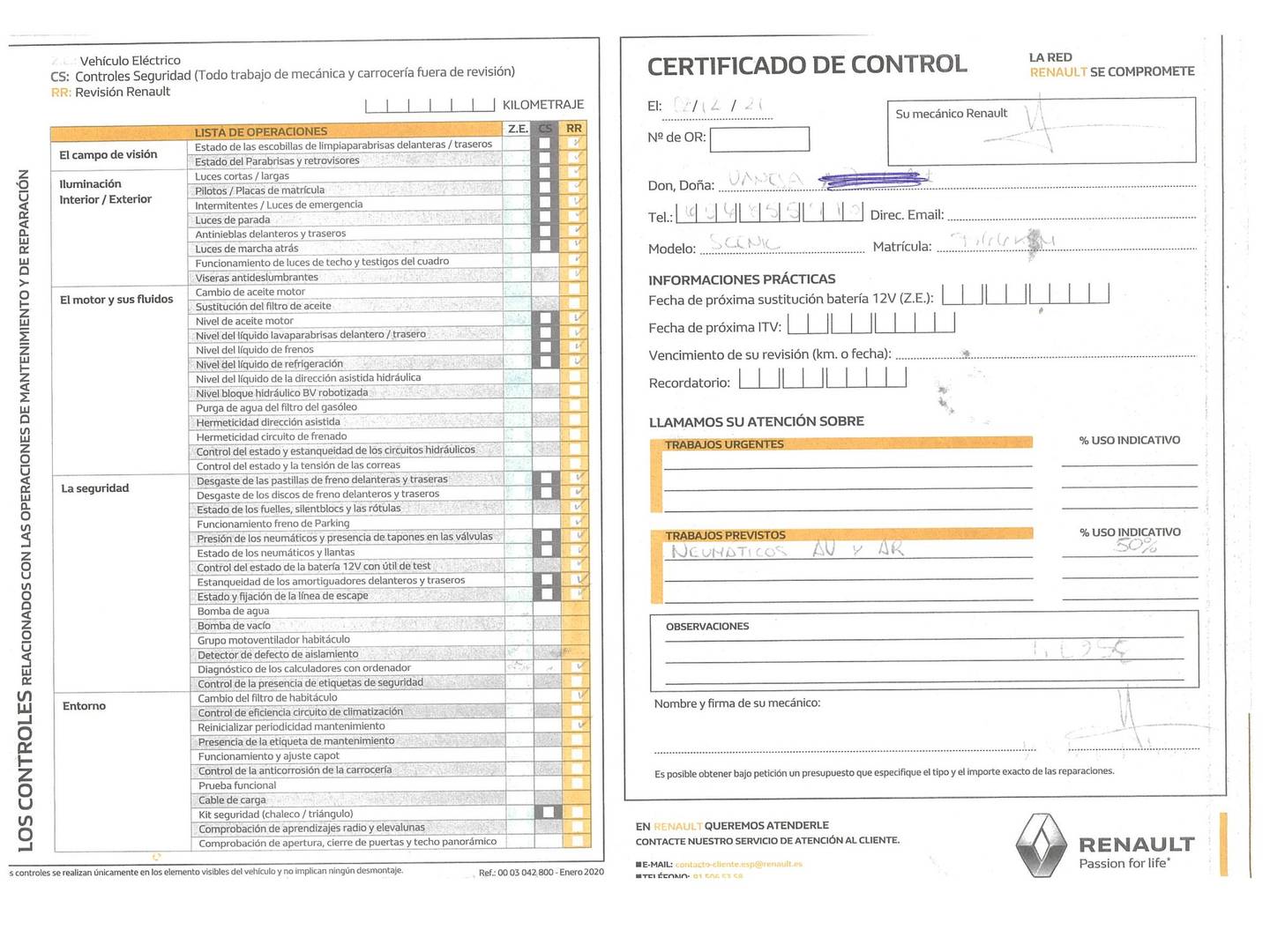Foto del mantenimiento del Renault Grand Scénic Renault Grand Scenic Zen Energy TCe (140 CV) 7 Plazas