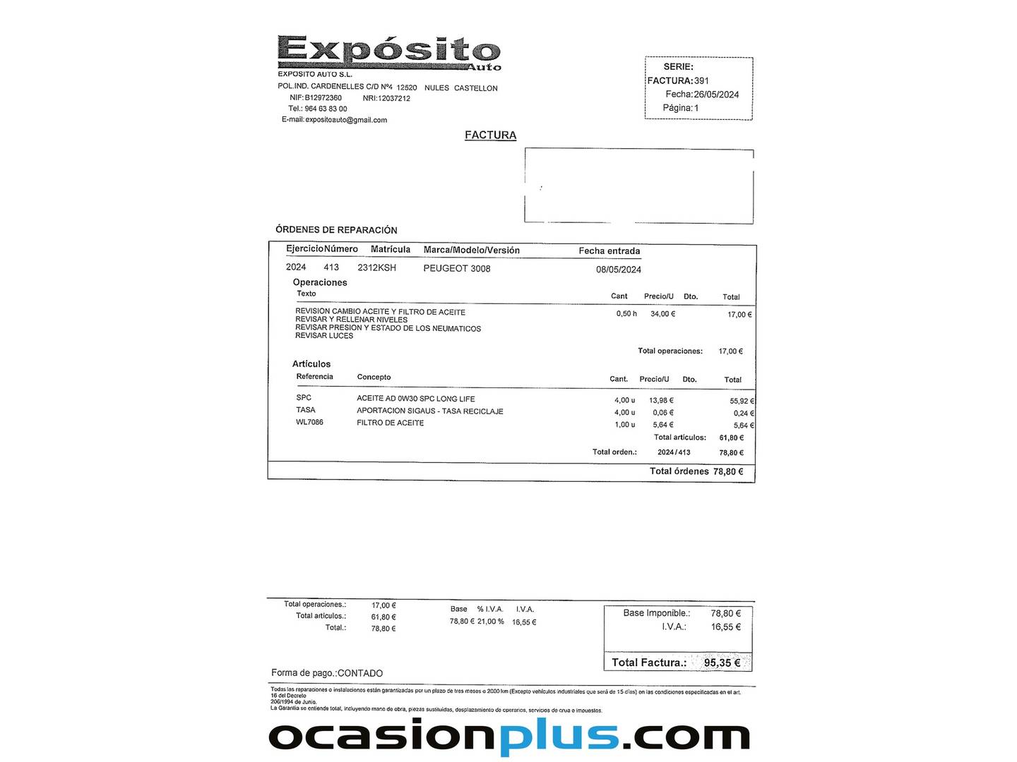 Foto del mantenimiento del Peugeot 2008 Peugeot 2008 PureTech 110 S&S Allure EAT6 (110 CV)