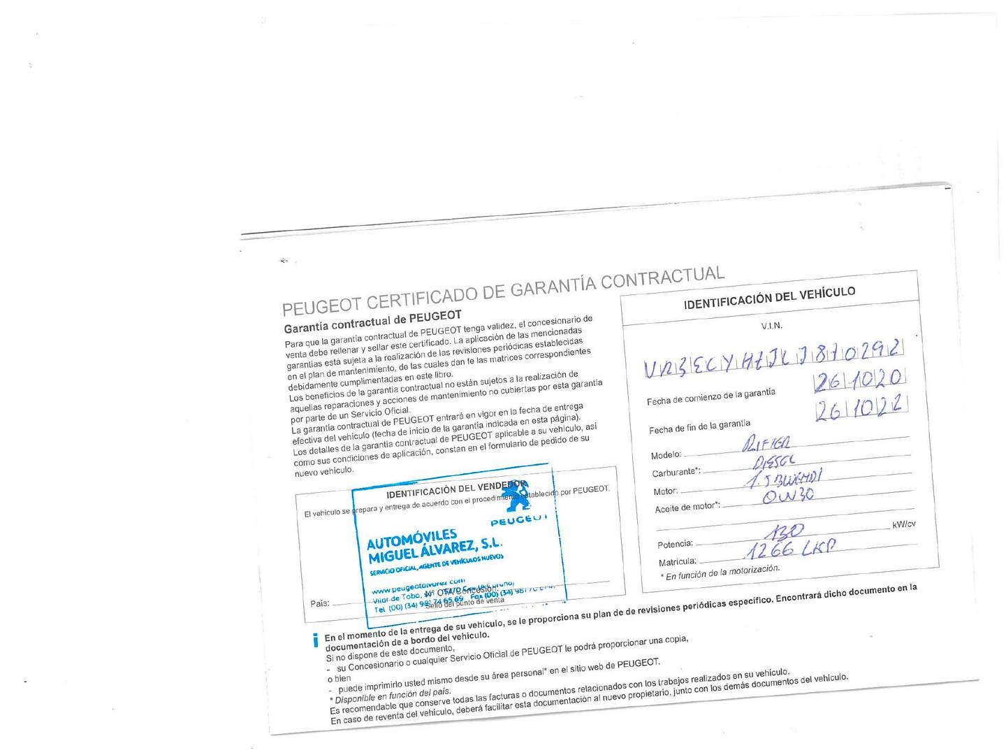 Foto del mantenimiento del Peugeot Rifter Peugeot Rifter GT Line Long BlueHDi (130 CV)