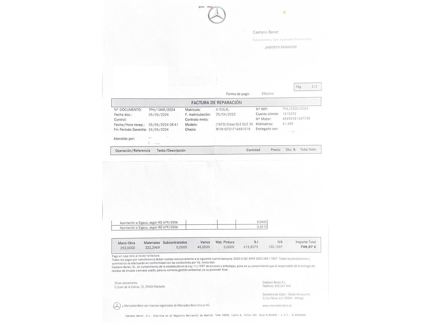 Foto del mantenimiento del Mercedes GLE Coupé Mercedes GLE Coupé 350 de 4Matic (320 CV) Pack AMG