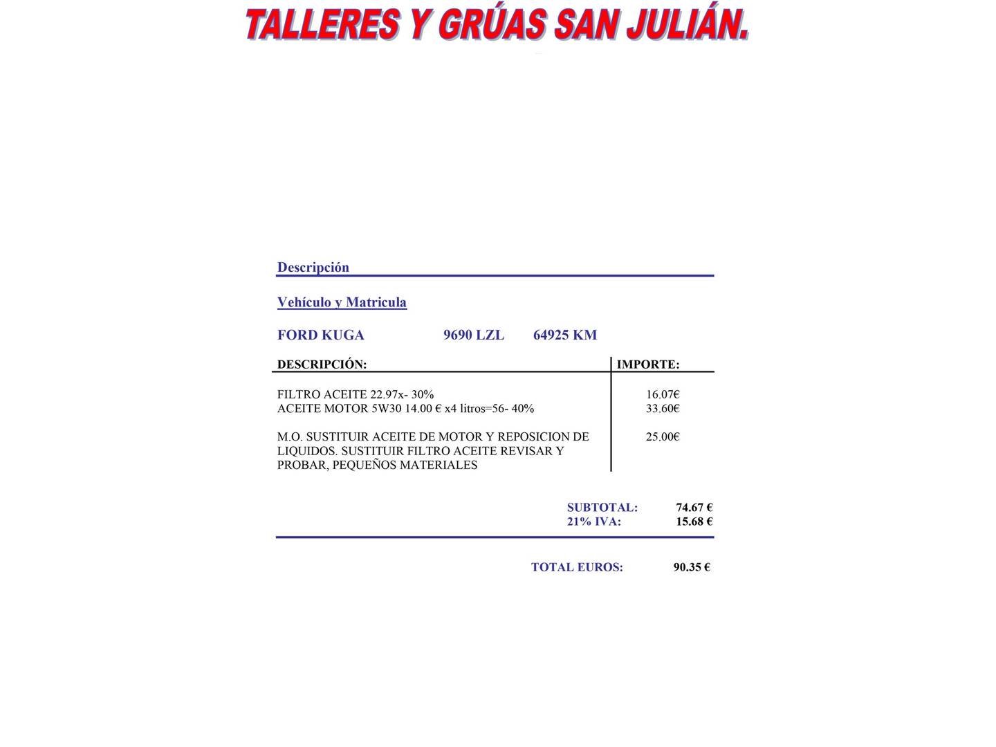 Foto del mantenimiento del Ford Kuga Ford Kuga 1.5 EcoBlue ST-Line (120 CV)