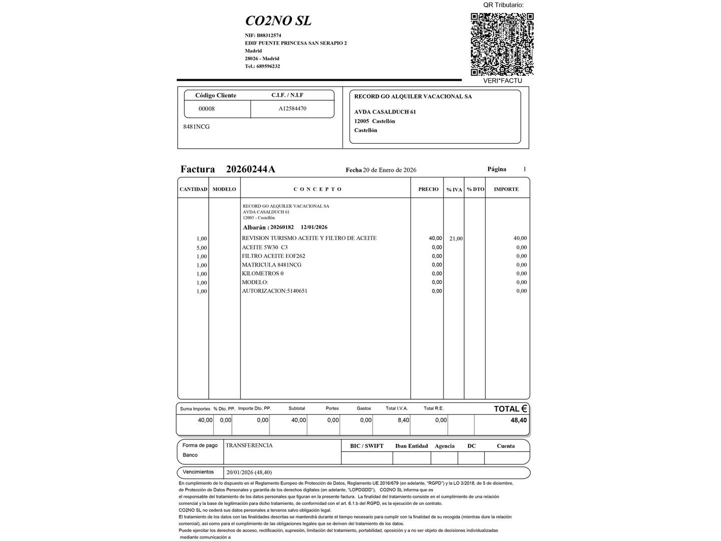Foto del mantenimiento del Dacia Duster Dacia Duster Journey TCE 48v 4X2 (130 CV)