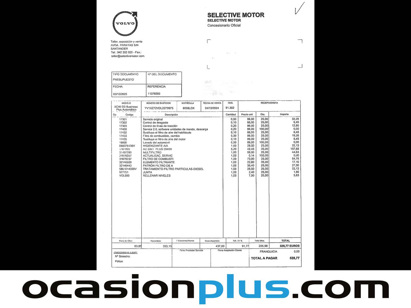 Foto del mantenimiento del Volvo XC40 Volvo XC40 D3 Business Plus Auto  (150 CV)