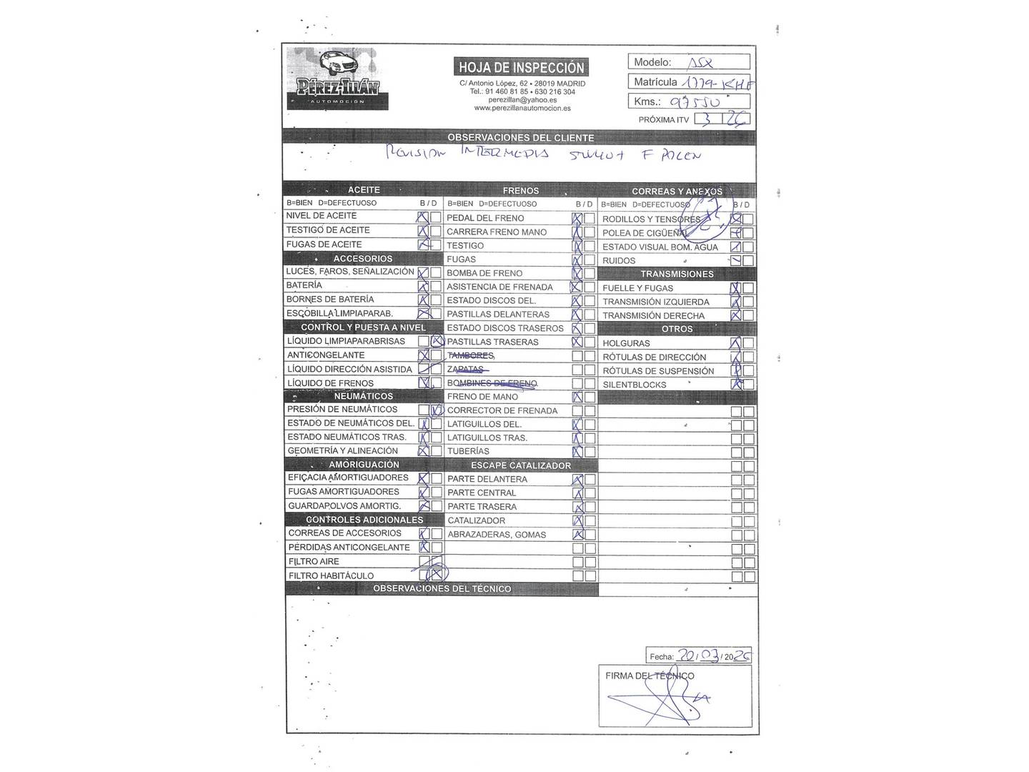 Foto del mantenimiento del Mitsubishi ASX Mitsubishi ASX 160 MPI Motion (117 CV)