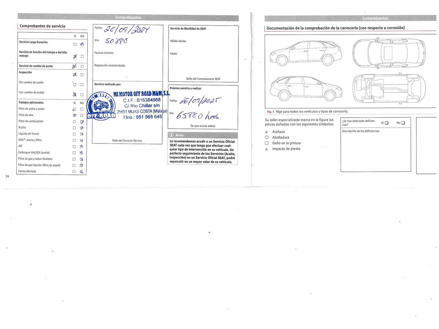 Foto del mantenimiento del Seat Arona Seat Arona 1.0 TSI Ecomotive Reference Plus (95 CV)