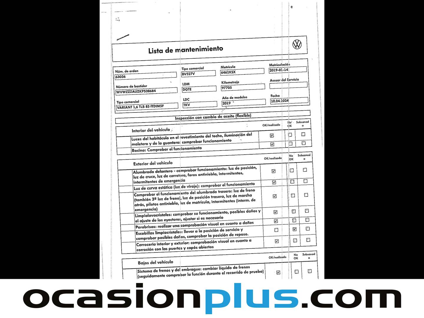 Foto del mantenimiento del Volkswagen Golf Volkswagen Golf Variant Business & Navi 1.6 TDI (115 CV)