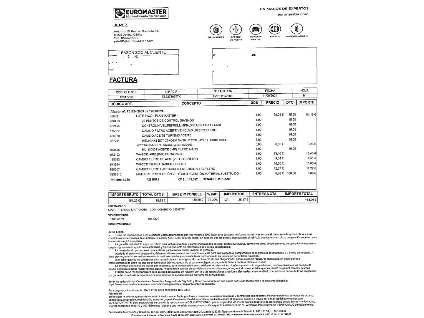 Foto del mantenimiento del Renault Mégane Renault Megane Sport Tourer Limited Energy TCe (130 CV)