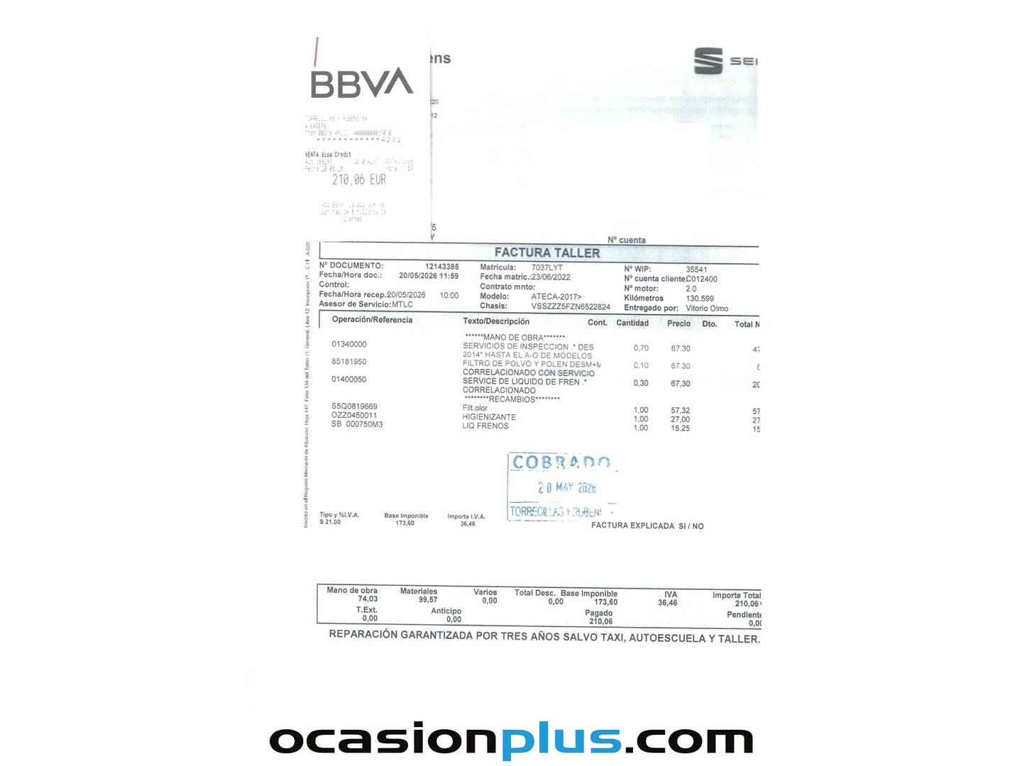 Foto del mantenimiento del Seat Ateca Seat Ateca 2.0 TDI S&S Style Go M DSG (150 CV)