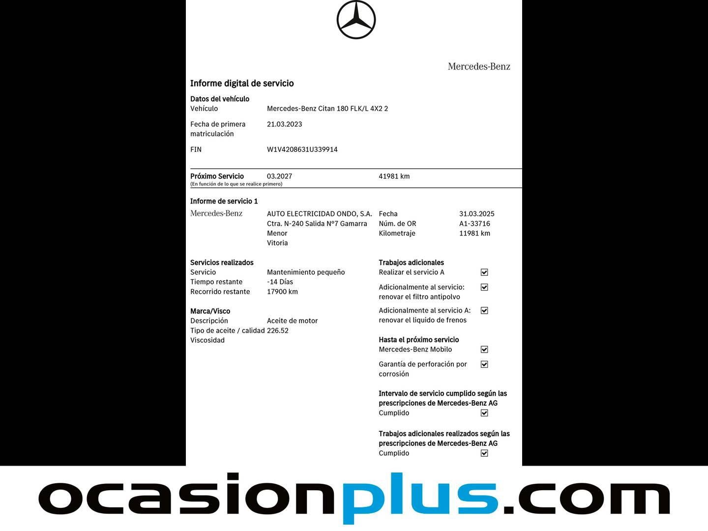 Foto del mantenimiento del Mercedes Clase T Mercedes-Benz Clase T Clase T 180 (131 CV)