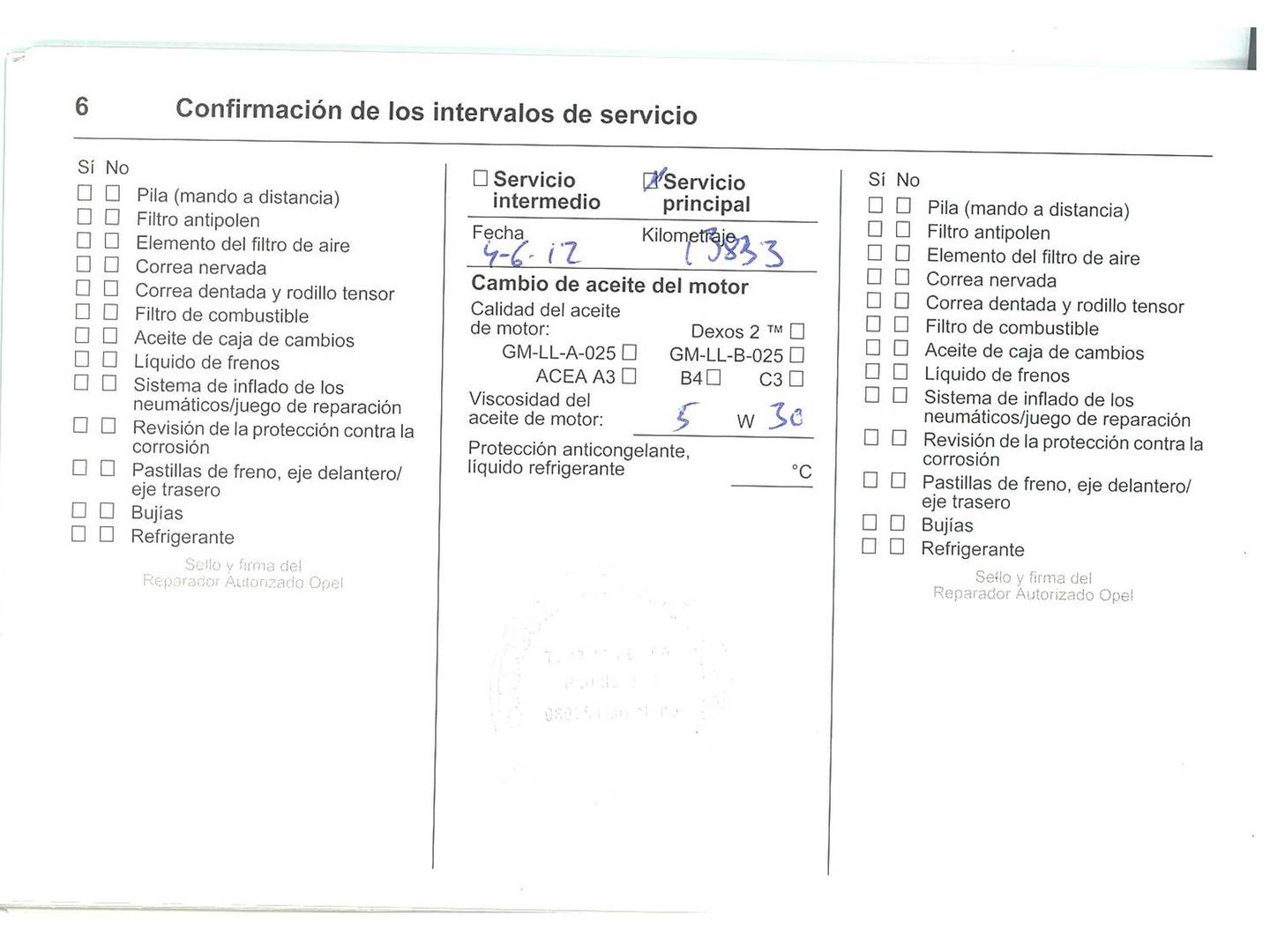 Foto del mantenimiento del Opel Corsa Opel Corsa 1.4 111 Years (100 CV)