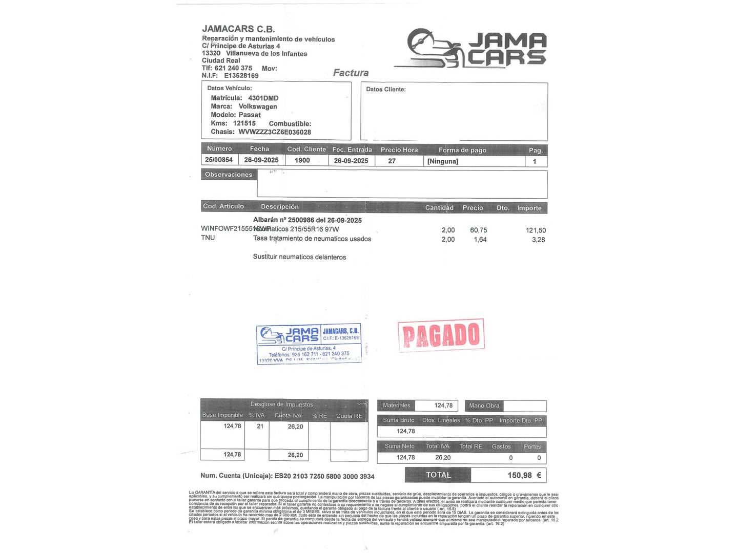 Foto del mantenimiento del Volkswagen Passat Volkswagen Passat Highline 2.0 TDI (140 CV)