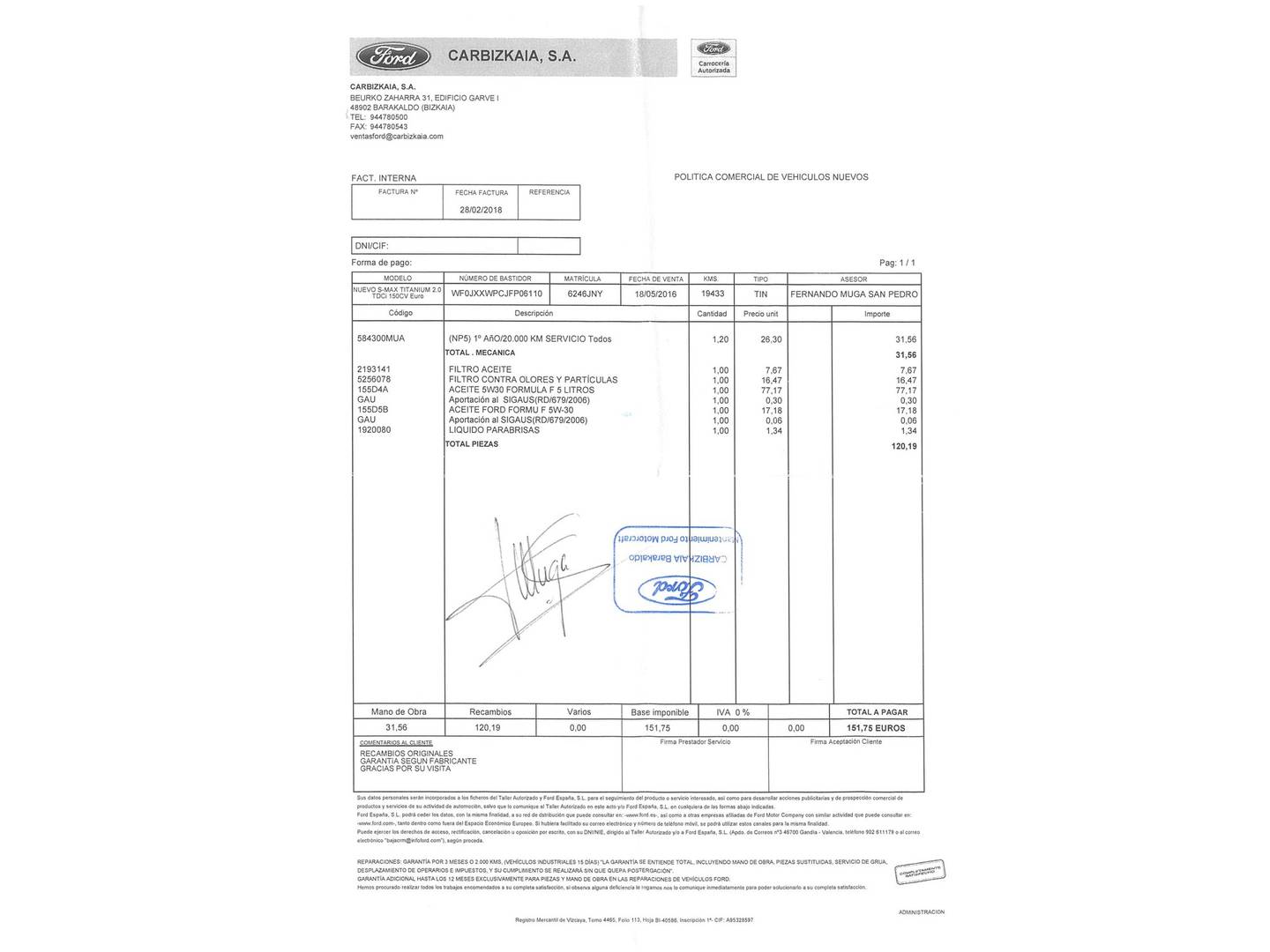 Foto del mantenimiento del Ford S-MAX Ford S-Max 2.0 TDCI Titanium (150 CV)