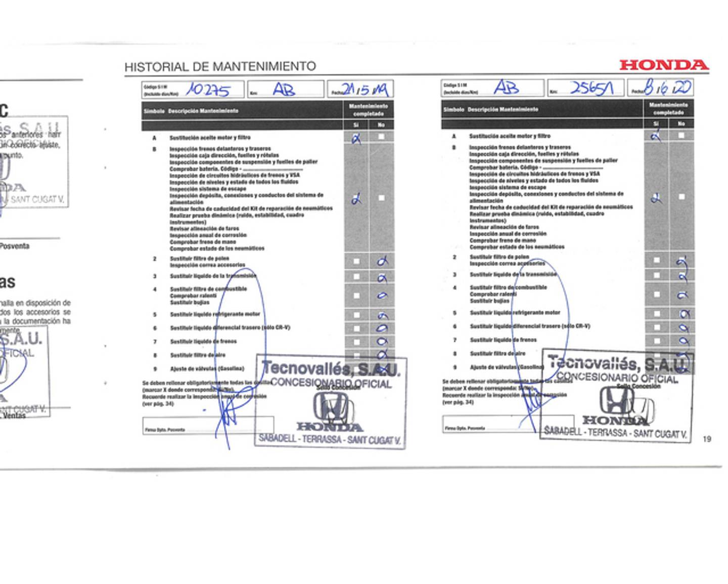 Foto del mantenimiento del Honda Civic Honda Civic 1.0 I-VTEC TURBO Elegance (129 CV)