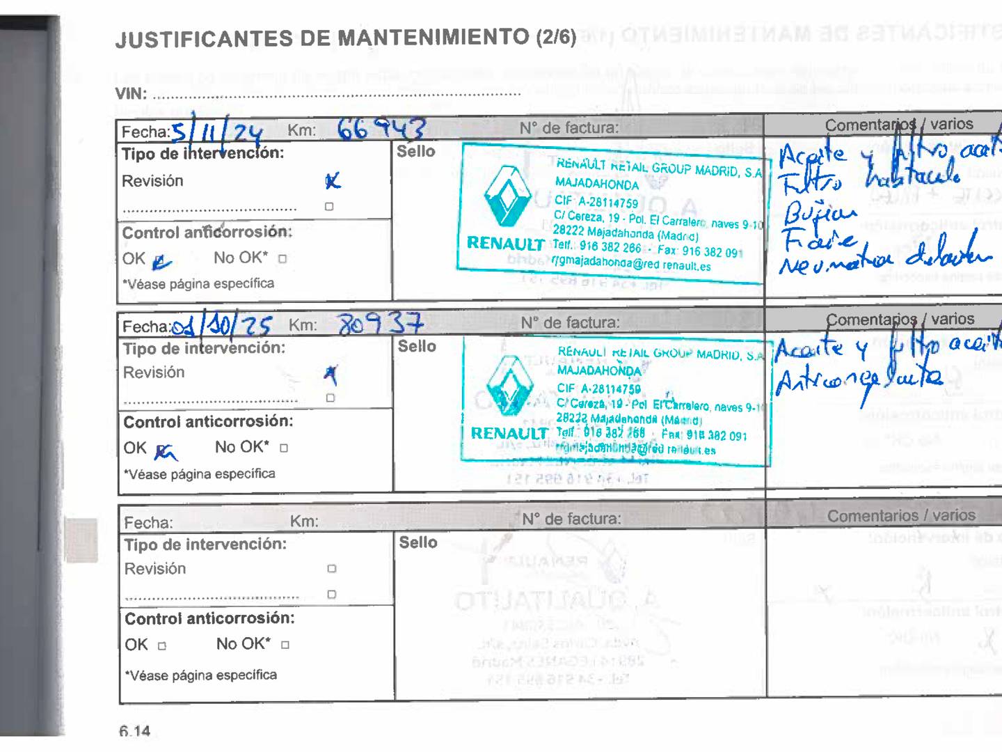 Foto del mantenimiento del Renault Mégane RENAULT Mégane S.T. Zen TCe (140CV) EDC
