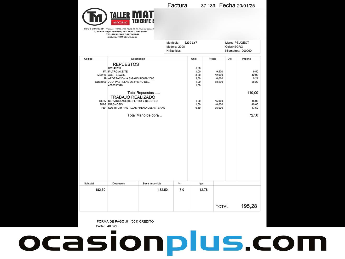 Foto del mantenimiento del Peugeot 2008 Peugeot 2008 PureTech 130 S&S GT (130 CV)
