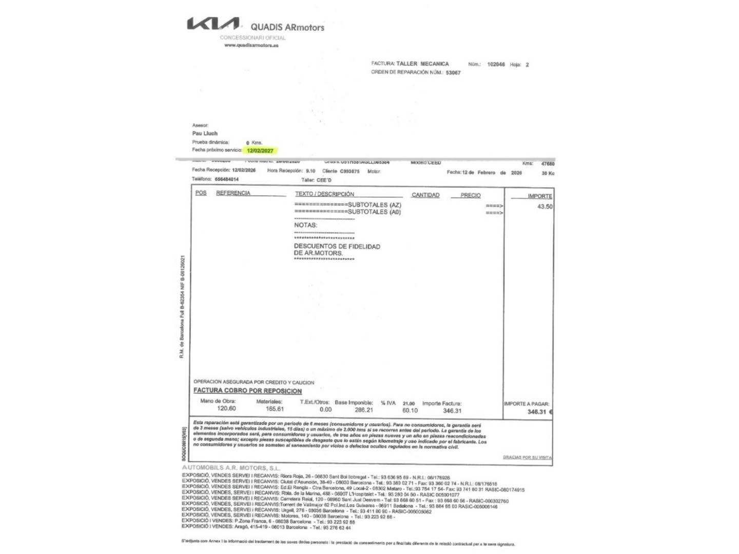 Foto del mantenimiento del KIA Ceed Tourer Kia Ceed Tourer 1.6 GDi PHEV eTech (141 CV)