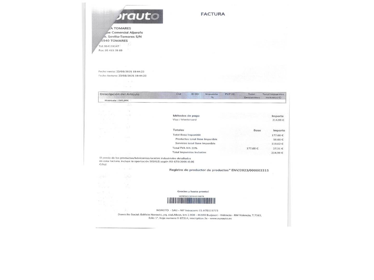 Foto del mantenimiento del Nissan JUKE Nissan Juke 1.5 dCi N-Connecta (110 CV)