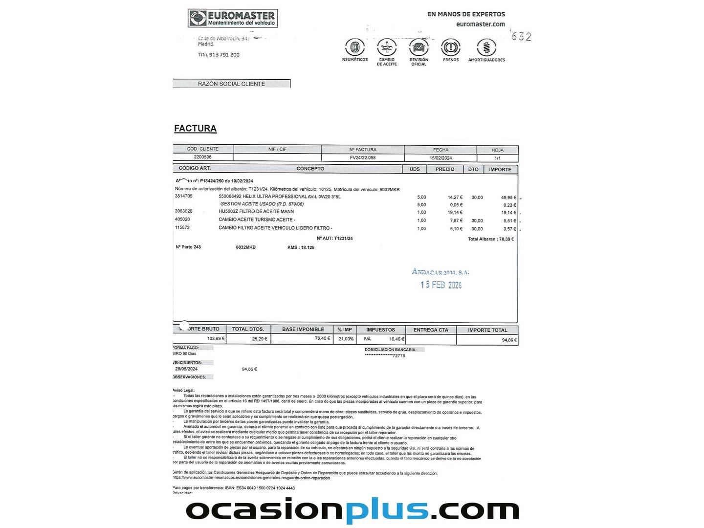 Foto del mantenimiento del Volkswagen Caddy Volkswagen Caddy Cargo 2.0 TDI (75 CV)