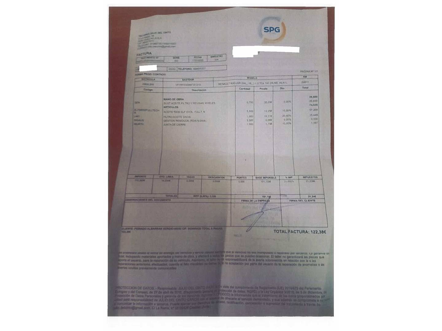 Foto del mantenimiento del Renault Kadjar Renault Kadjar Zen TCe (140 CV) GPF EDC