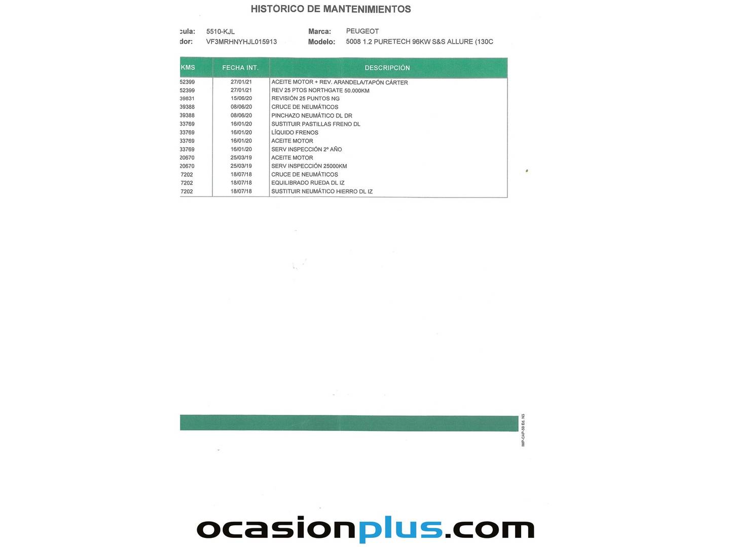 Foto del mantenimiento del Peugeot 5008 Peugeot 5008 PureTech 130 S&S Allure (130 CV) 7 Plazas