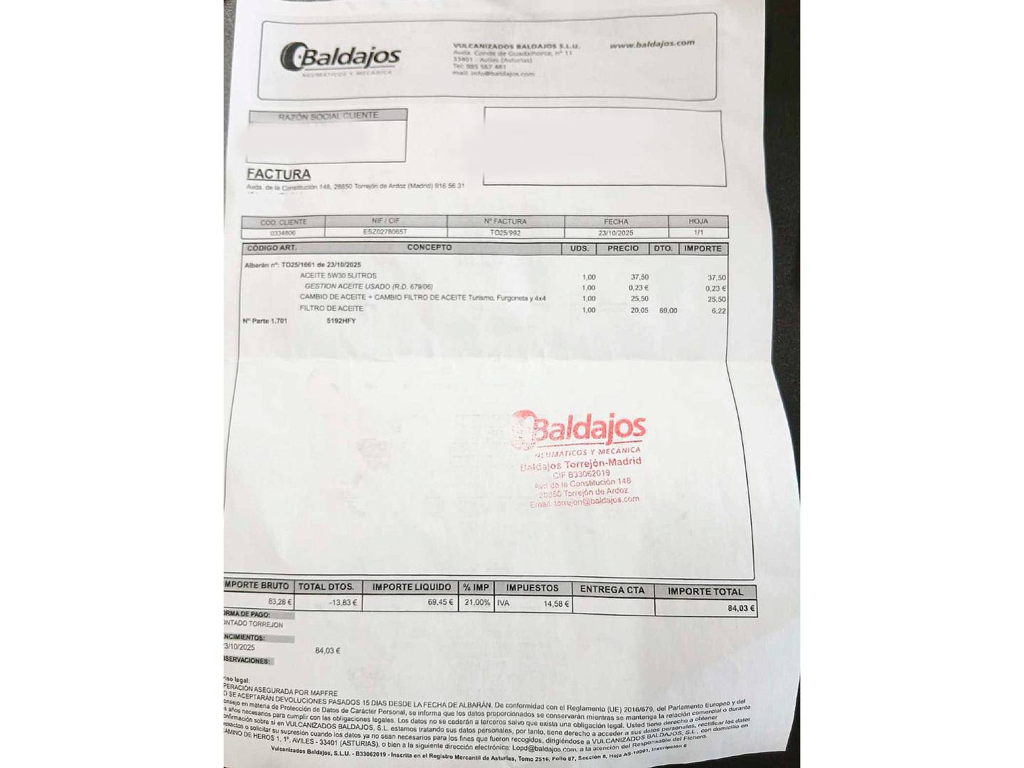 Foto del mantenimiento del Chevrolet Aveo Chevrolet Aveo 1.4 16v LT (101 CV)