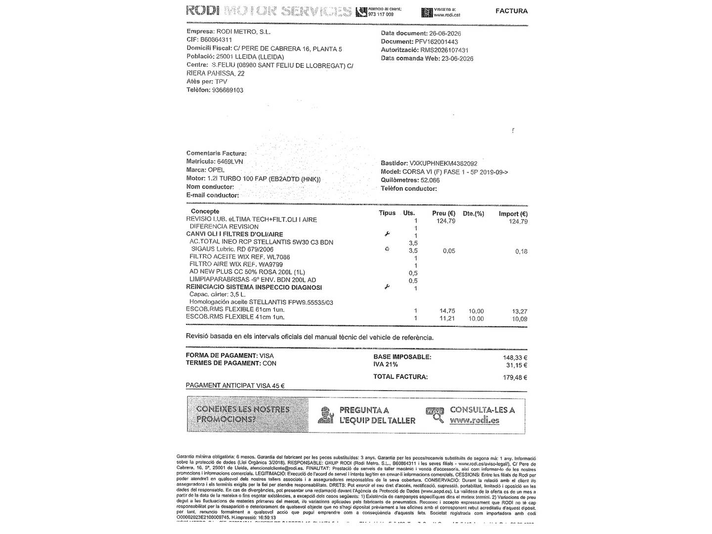 Foto del mantenimiento del Opel Corsa Opel Corsa 1.2 Turbo XHL Elegance (100 CV)