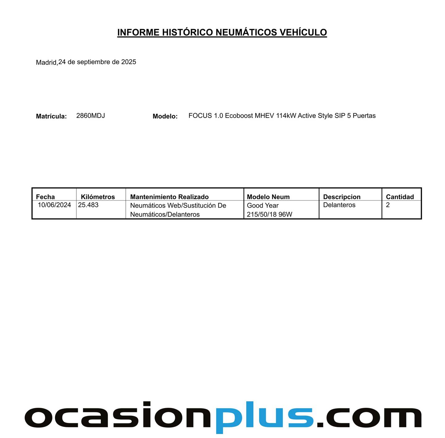 Foto del mantenimiento del Ford Focus Ford Focus 1.0 Ecoboost MHEV Active (155 CV)