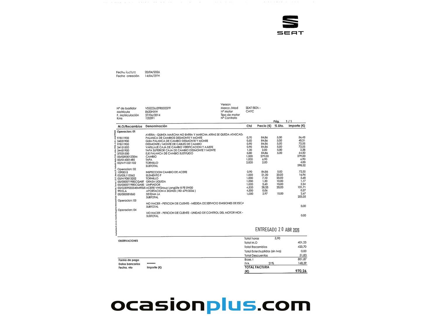 Foto del mantenimiento del Seat Ibiza Seat Ibiza 1.6 TDI Style (105 CV)