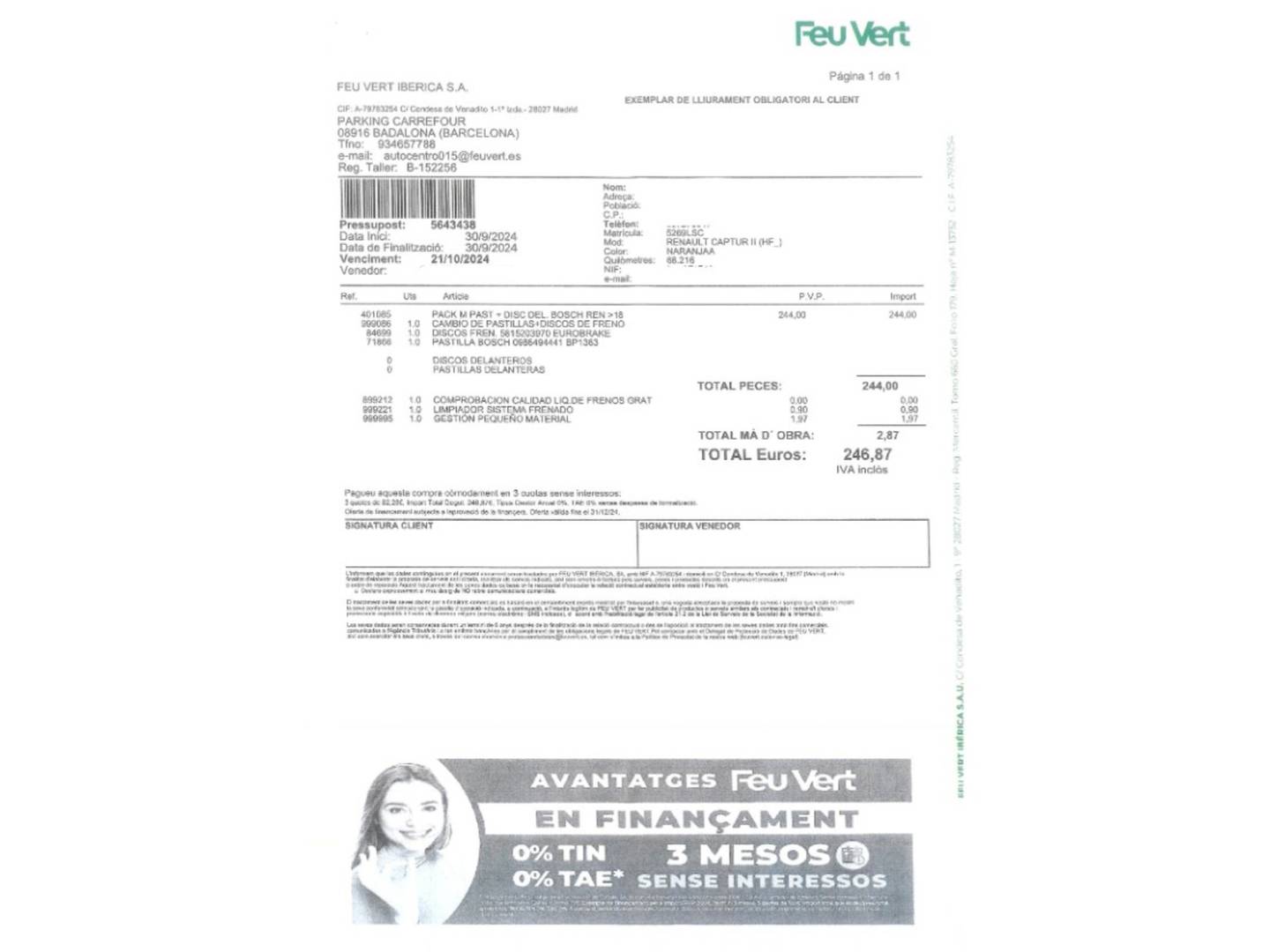 Foto del mantenimiento del Renault Captur Renault Captur Zen TCe (90 CV)