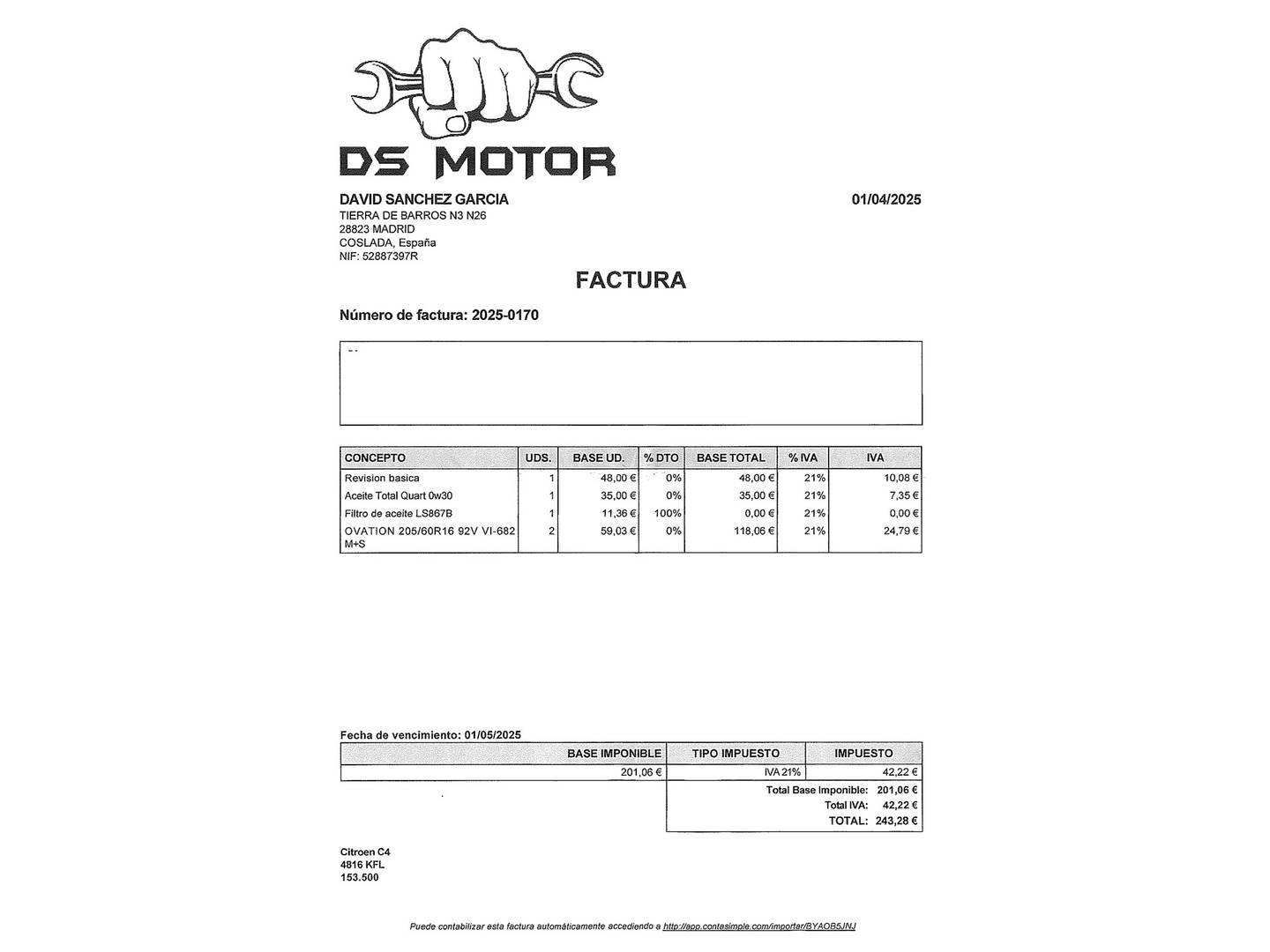 Foto del mantenimiento del Citroën C4 Picasso Citroen C4 Picasso PureTech 110 S&S Live (110 CV)