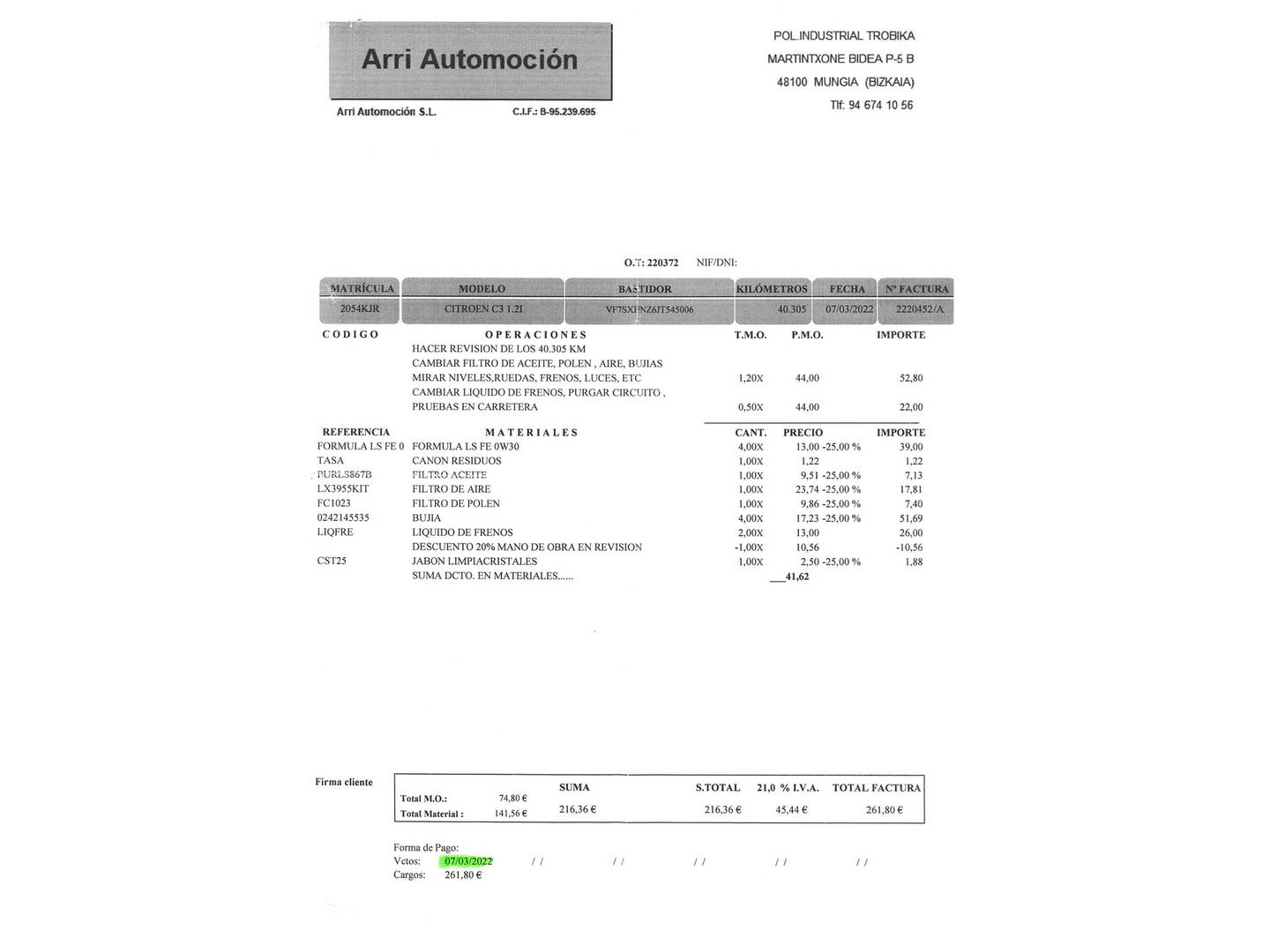 Foto del mantenimiento del Citroën C3 Citroën C3 PureTech 110 S&S Shine (110 CV)