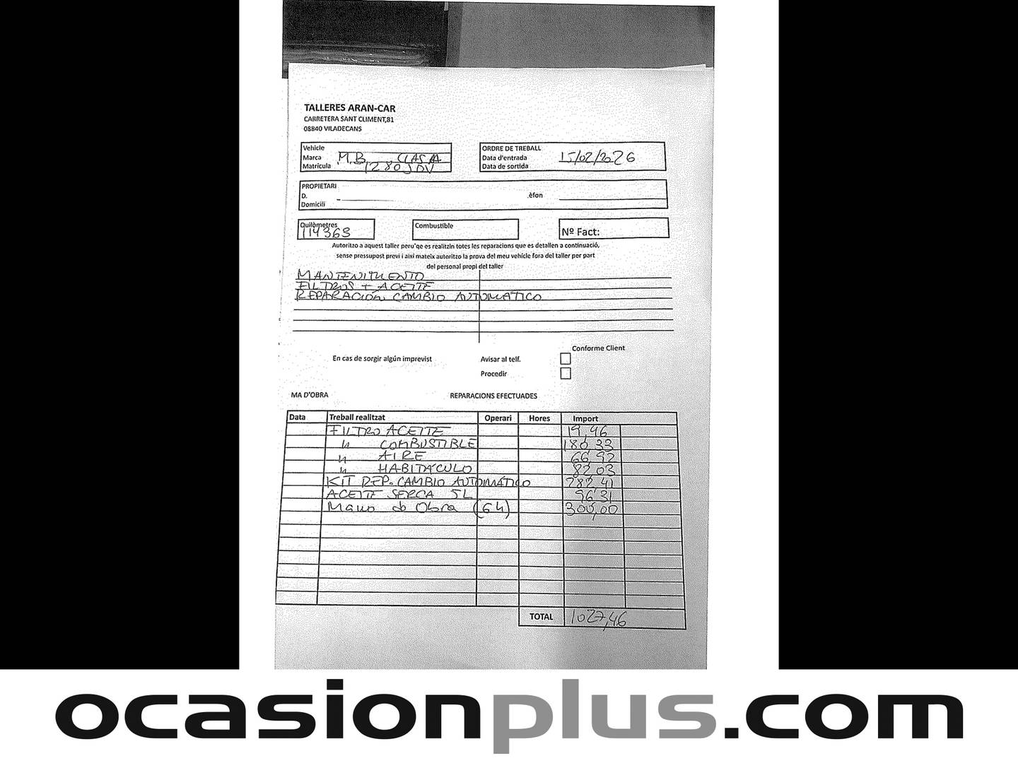 Foto del mantenimiento del Mercedes Clase A Mercedes Clase A 180 CDI AMG Line (109 CV)