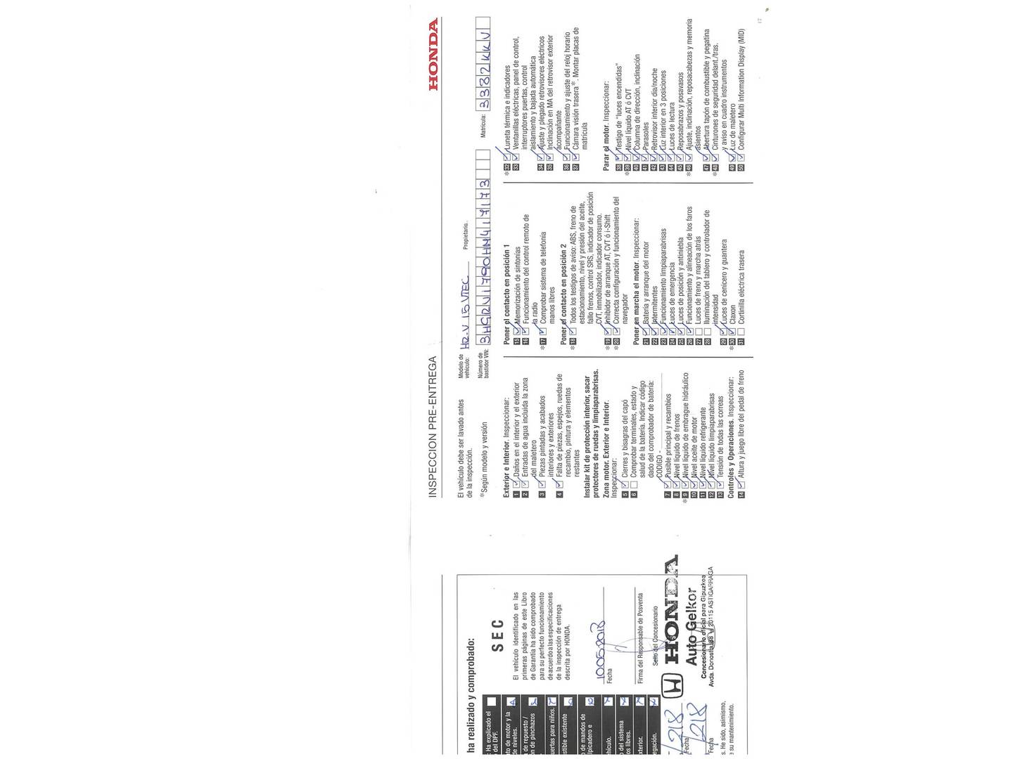 Foto del mantenimiento del Honda HR-V Honda HR-V 1.5 i-VTEC Executive (130 CV)