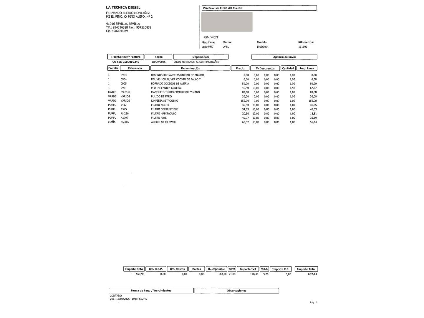 Foto del mantenimiento del Opel Insignia Opel Insignia 2.0 CDTI Sport (160 CV)
