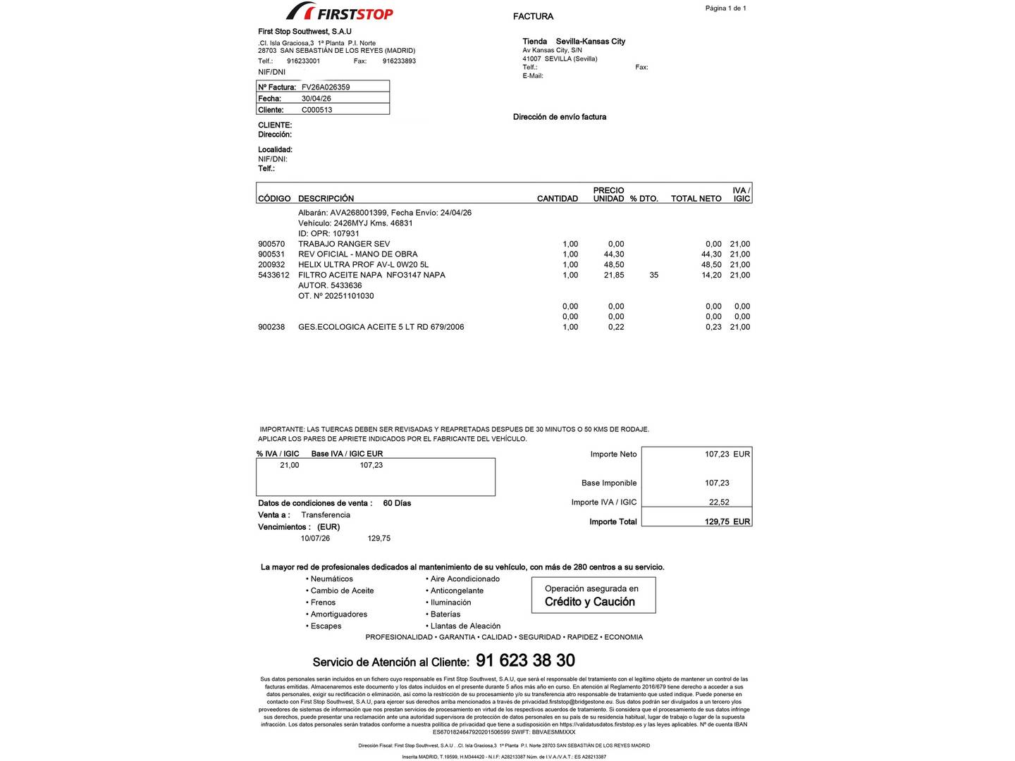 Foto del mantenimiento del Seat Ibiza Seat Ibiza 1.0 TSI S&S Special Edition Xcellence (115 CV)