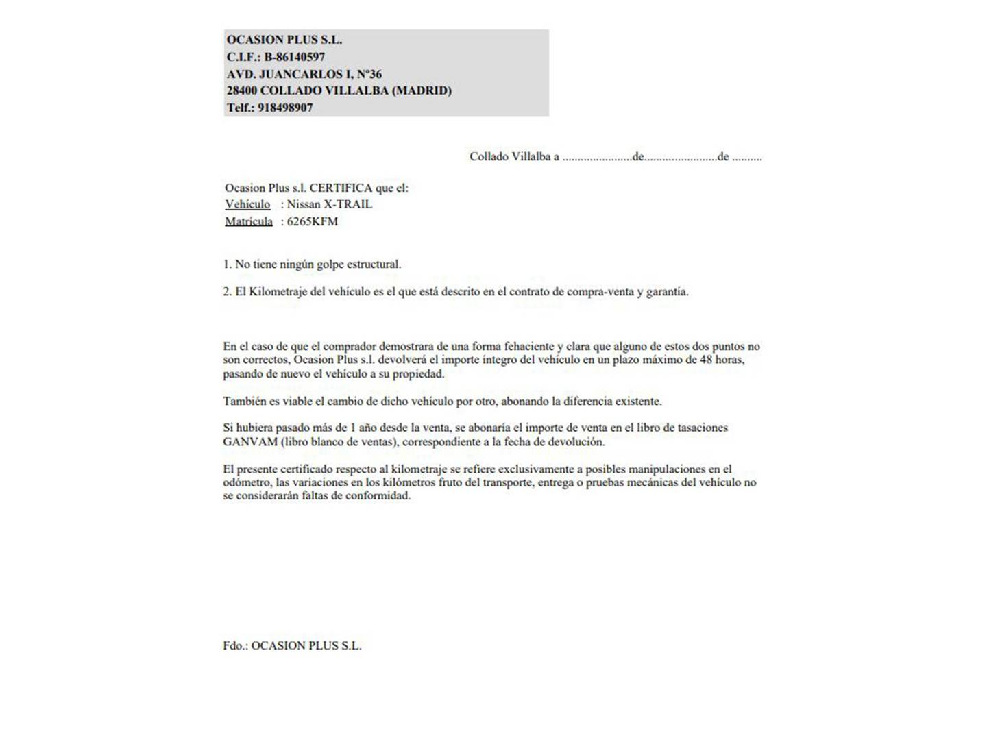 Foto del certificado del Nissan X-TRAIL Nissan X-Trail dCi 130 Tekna Xtronic 4x4 (177 CV)