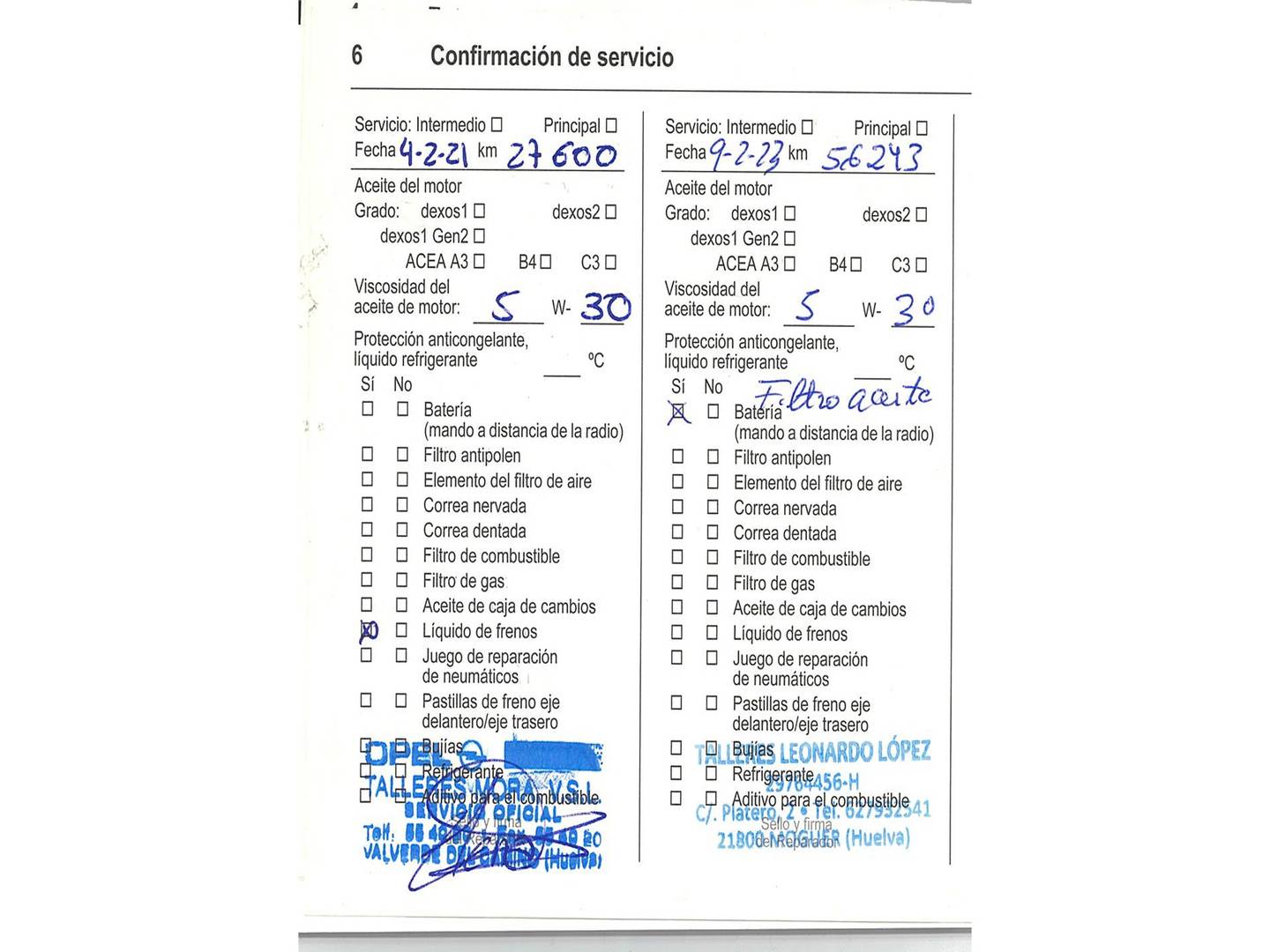 Foto del mantenimiento del Opel Combo Life Opel Combo Life 1.2 Turbo S&S Selective L (110 CV)