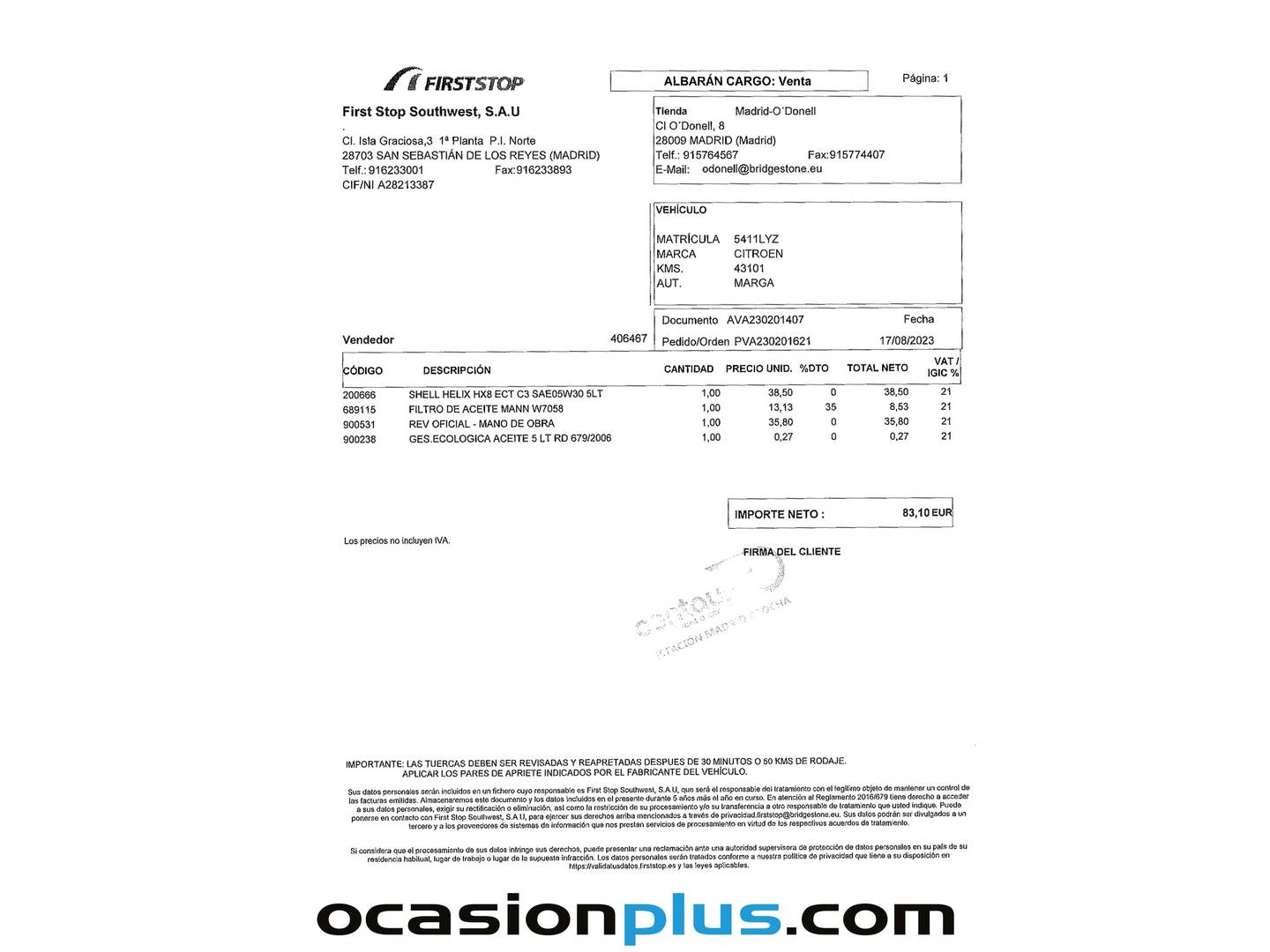 Foto del mantenimiento del Citroën C4 Citroën C4 PureTech 130 S&S 6v Feel Pack EAT8 (130 CV)