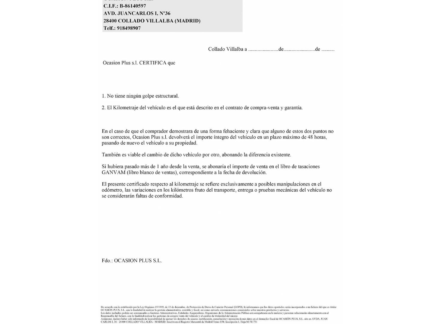 Foto del certificado del Opel Mokka X Opel Mokka X 1.4 Turbo GLP Selective 4X2 (140 CV)