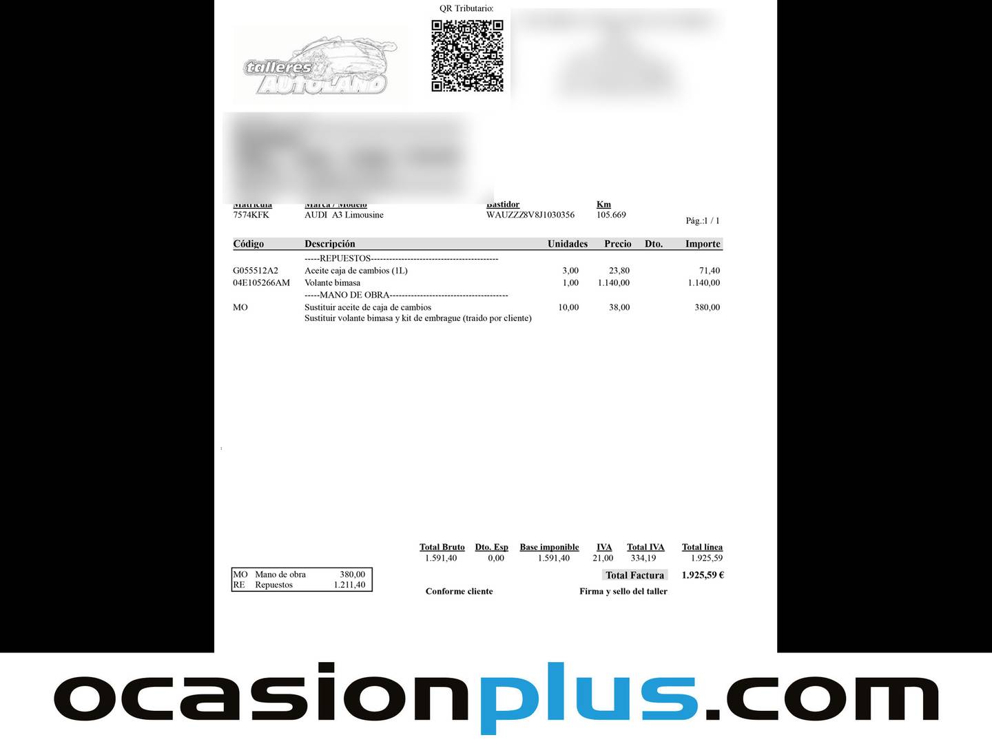 Foto del mantenimiento del Audi A3 Audi A3 Sedan 1.5 TFSI COD EVO S line S-Tronic (150 CV)