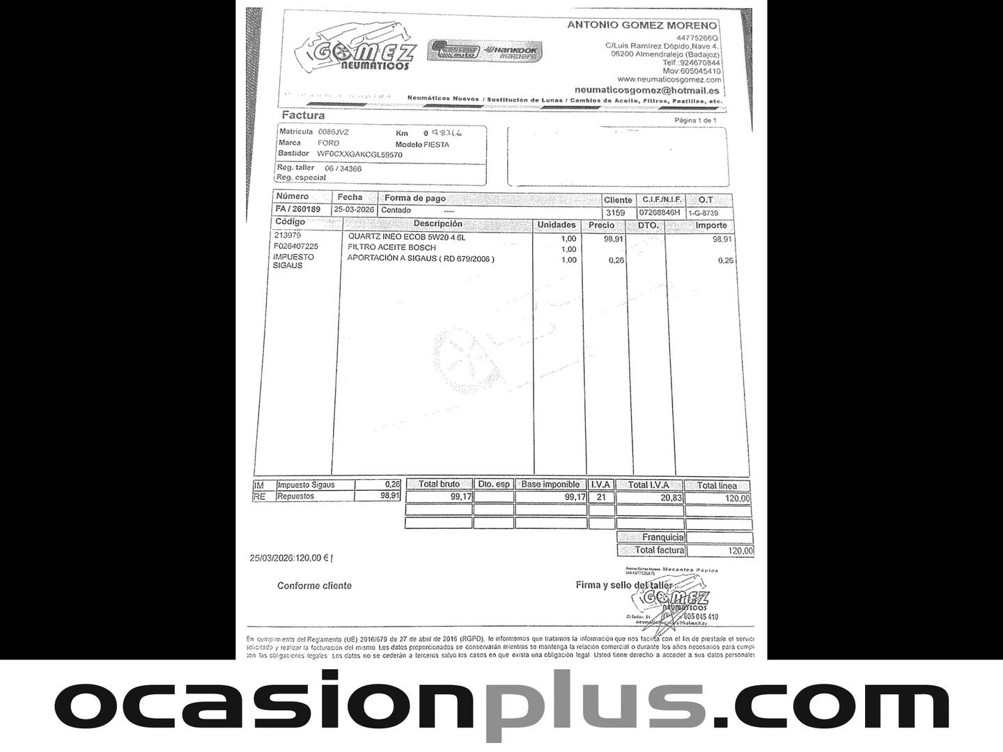 Foto del mantenimiento del Ford Fiesta Ford Fiesta 1.0 EcoBoost Black Edition (140 CV)