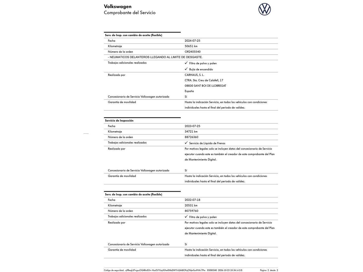 Foto del mantenimiento del Volkswagen T-Cross Volkswagen T-Cross Sport 1.0 TSI (115 CV) DSG