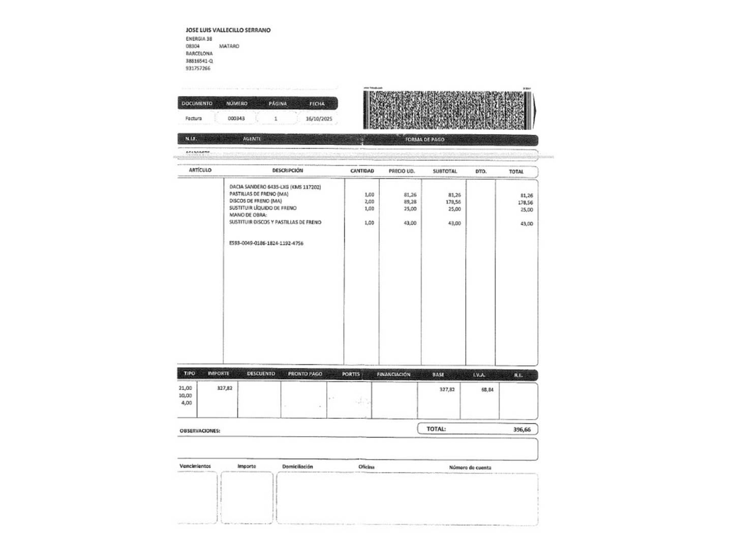 Foto del mantenimiento del Dacia Sandero Dacia Sandero Comfort TCe (91 CV)