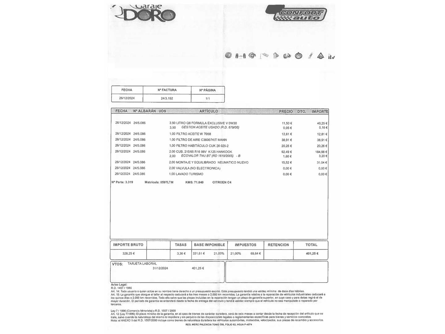 Foto del mantenimiento del Citroën C4 Citroën C4 PureTech 100 Live Pack (100 CV)