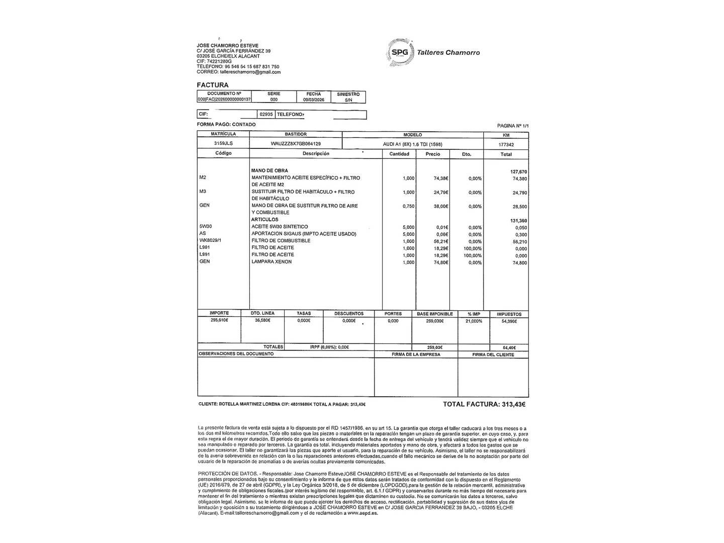 Foto del certificado del Audi A1 Audi A1 Sportback Adrenalin 1.6 TDI (116 CV) Pack S-Line