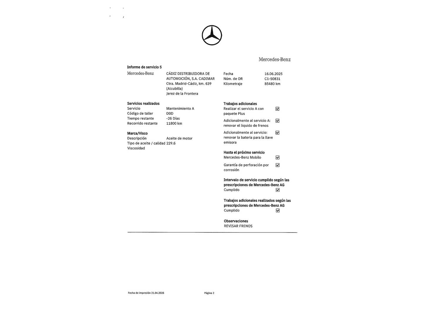 Foto del mantenimiento del Mercedes GLC Coupé Mercedes GLC Coupé Coupé Mercedes-AMG 43 4Matic (390 CV)