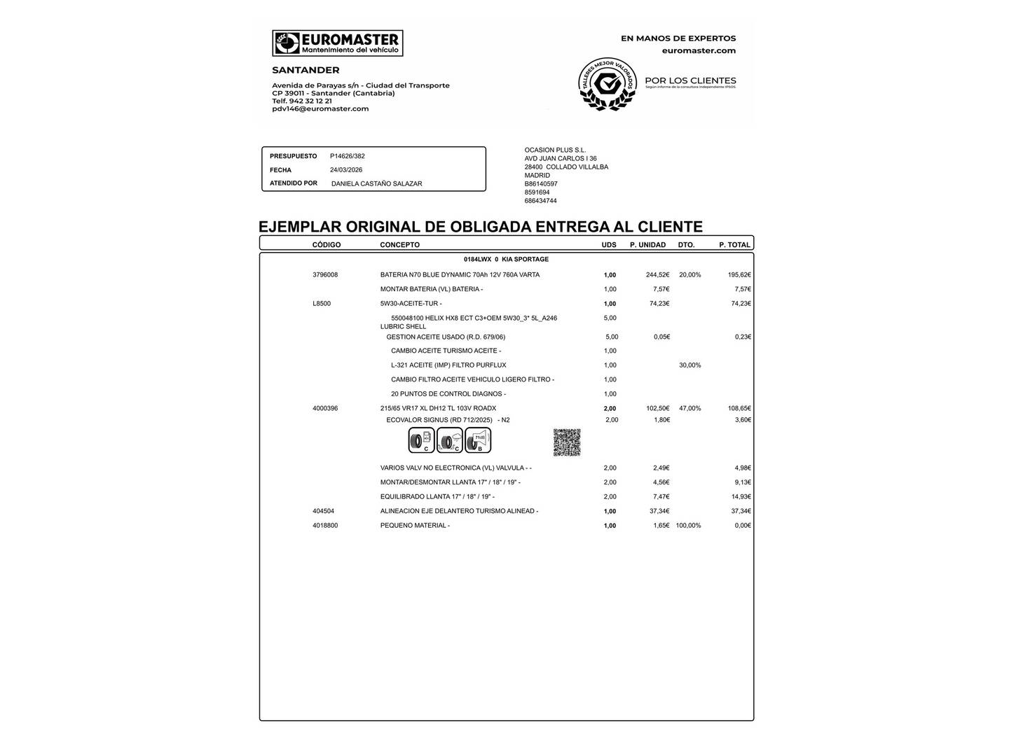 Foto del mantenimiento del KIA Sportage Kia Sportage 1.6 T-GDi Drive 4x2 (150 CV)