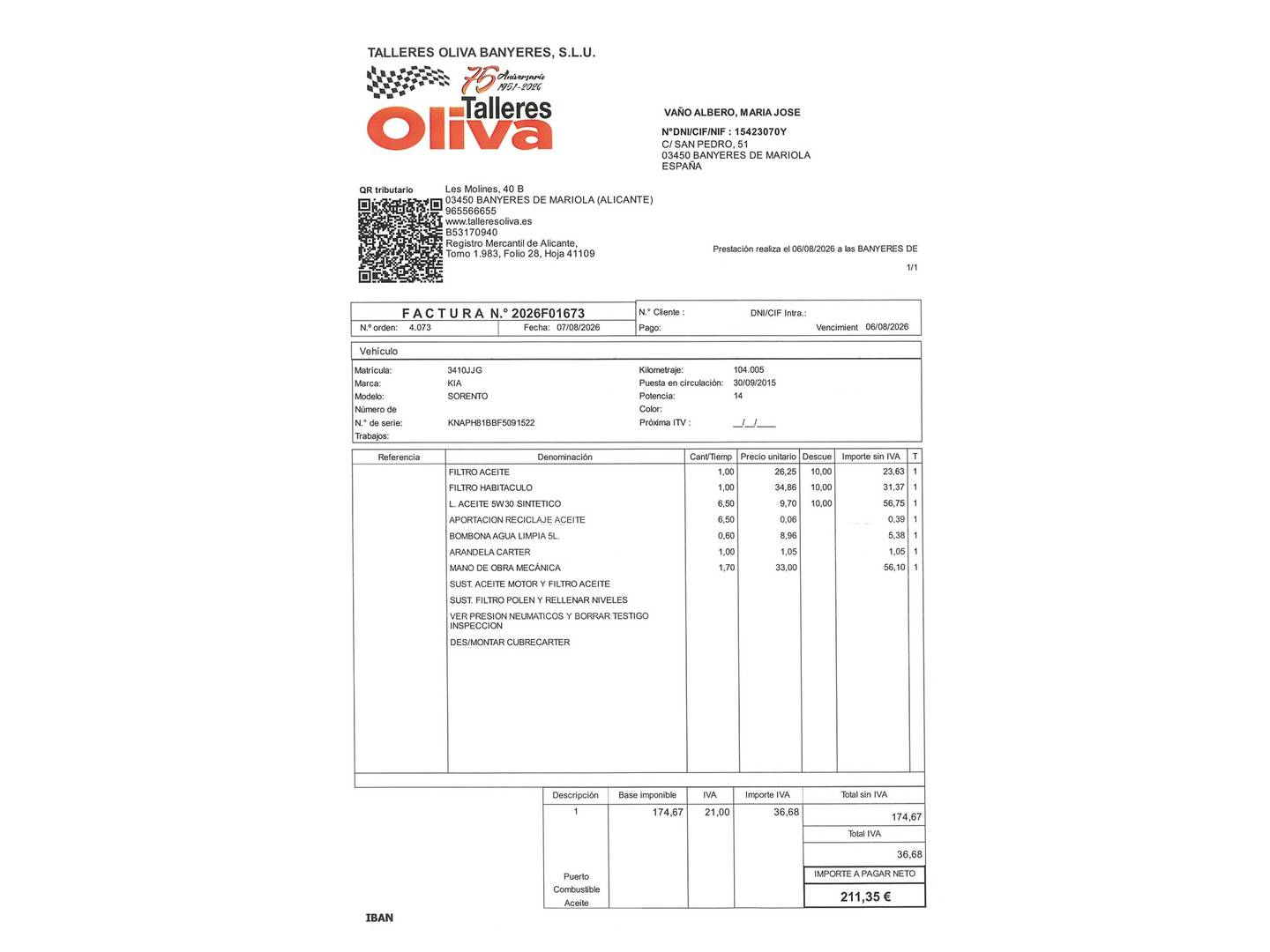 Foto del mantenimiento del KIA Sorento KIA Sorento 2.2 CRDi Drive 4x2 Auto (200 CV) 7 plazas