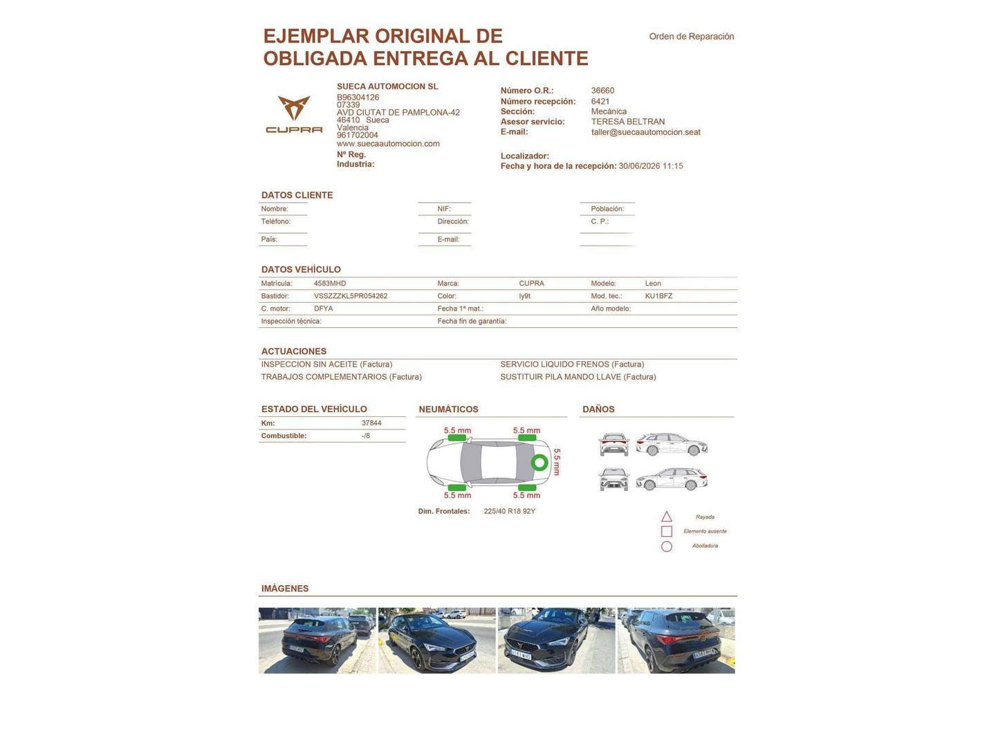 Foto del mantenimiento del Cupra León Cupra León 1.5 eTSI DSG (150 CV)